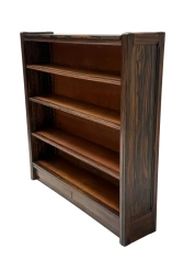 Art Deco Open Bookcase, Macassar Ebony with Oak Shelves, 1920s Design